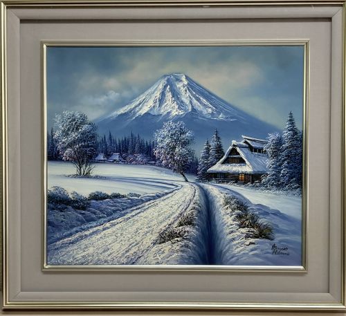 人見友紀伝説の逃亡画家油絵油彩画富士雪景色人見友紀 20号