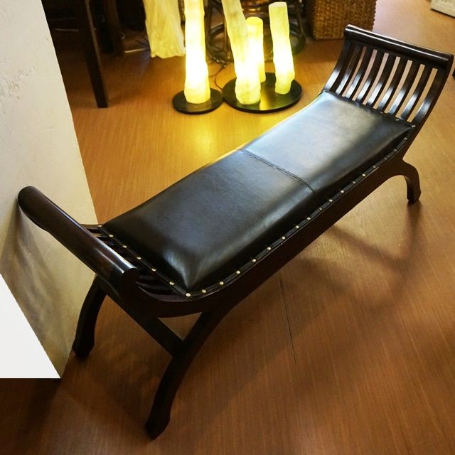 ☆カルティニベンチ☆ 鉄鋲 本革座面×ウッドフレーム ミッド