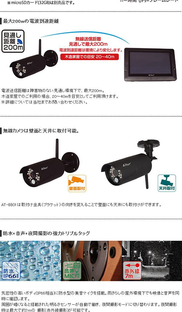 AT-8801】キャロットシステムズ製 ハイビジョン無線カメラ＆モニター