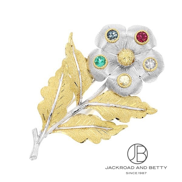フラワーモチーフ マルチカラーストーン ブローチ[] Flower Motif