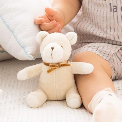 U´•ﻌ•`U キラキラくまちゃん ラグランロンパース ベージュ