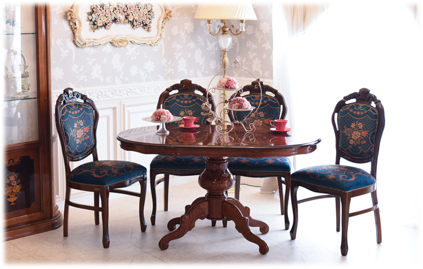 コーヒーテーブル 花象嵌 艶あり アンティーク家具 イタリア ロココ調