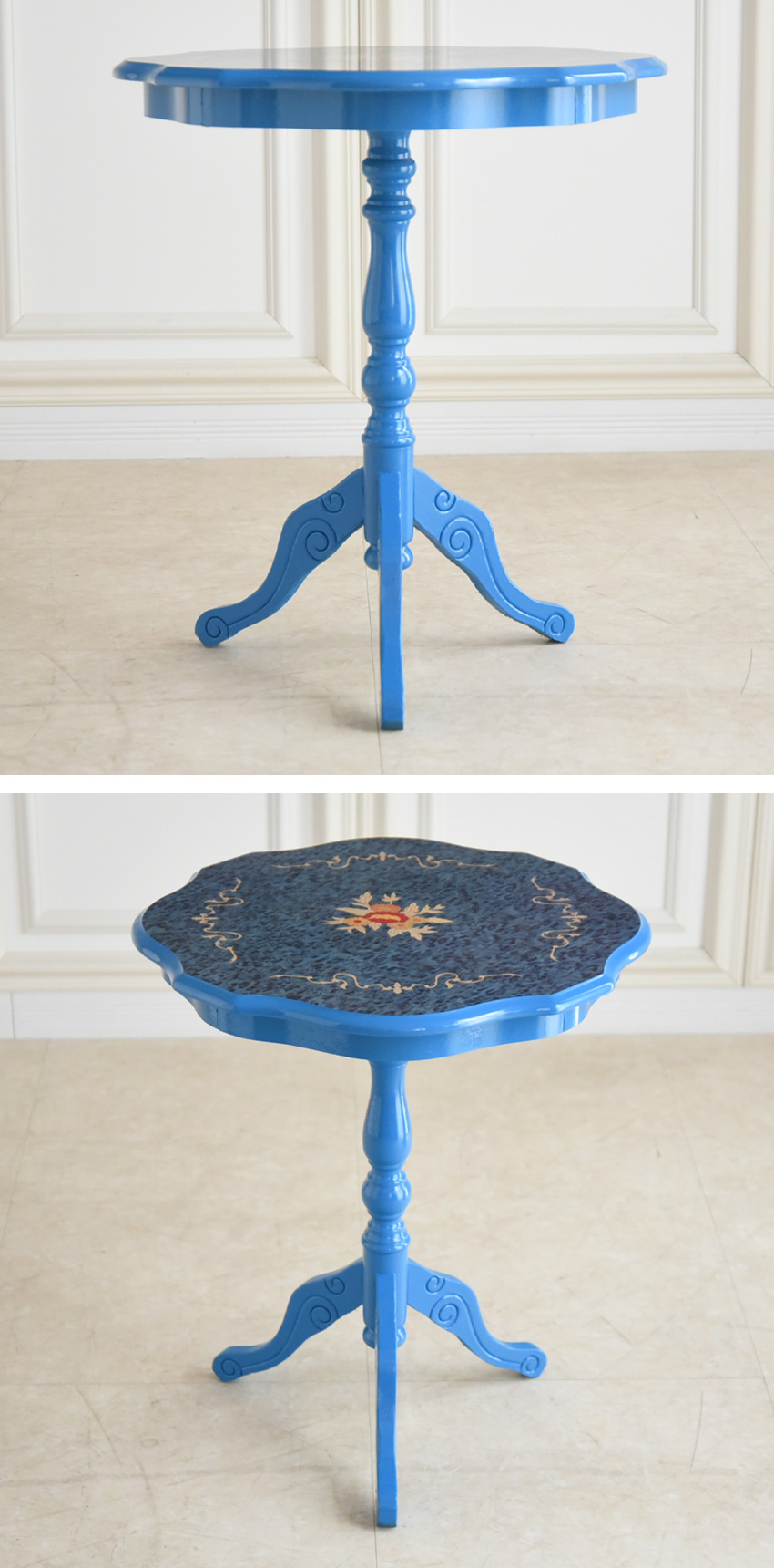 象嵌 コーヒーテーブル 丸テーブル サイドテーブル 幅52cm B