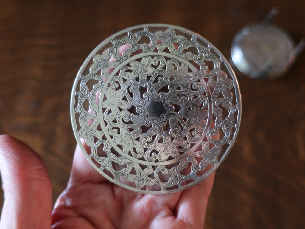 WEBSTER 純銀/ガラス コースター 5枚とホルダー スターリングシルバー