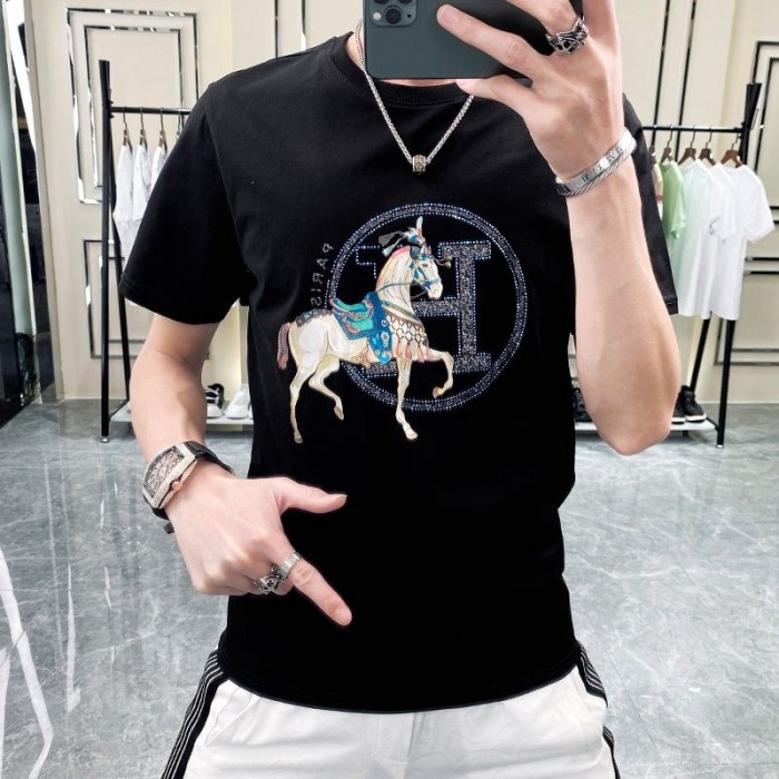 HERMES エルメス 22SS パズル・エスケトル レザーパッチTシャツ