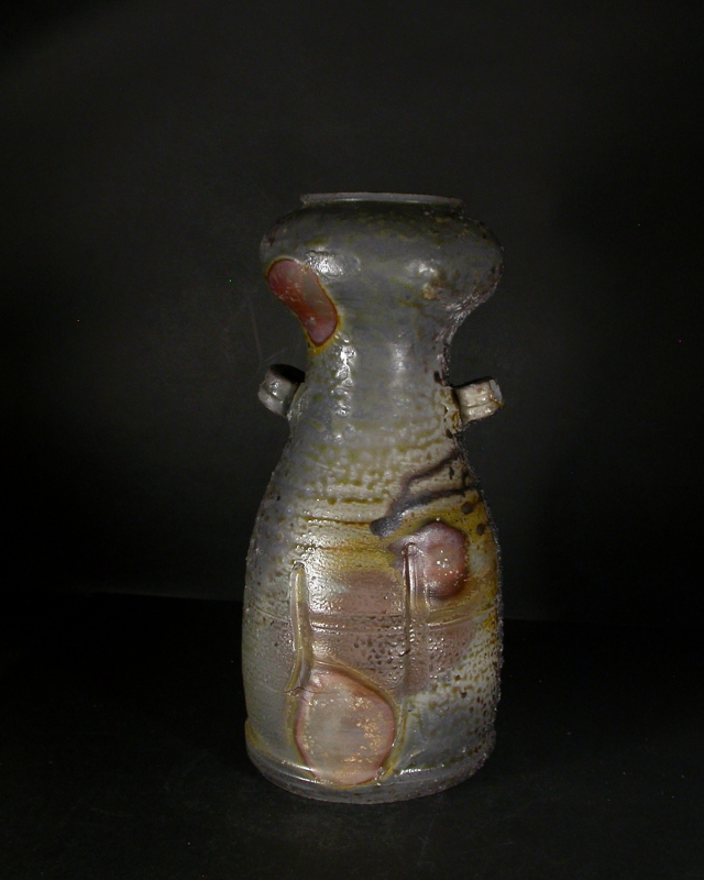 備前焼 登窯 備前焼窯元 春湖苑 共箱付き窯変耳付き花入3 備前焼卸