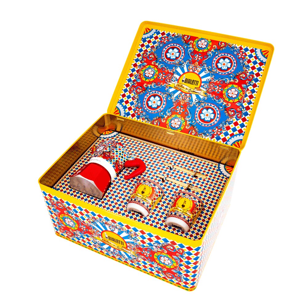 Dolce & Gabbana Gift Set – 2 Cup Moka Pot with Cups & Stirrers