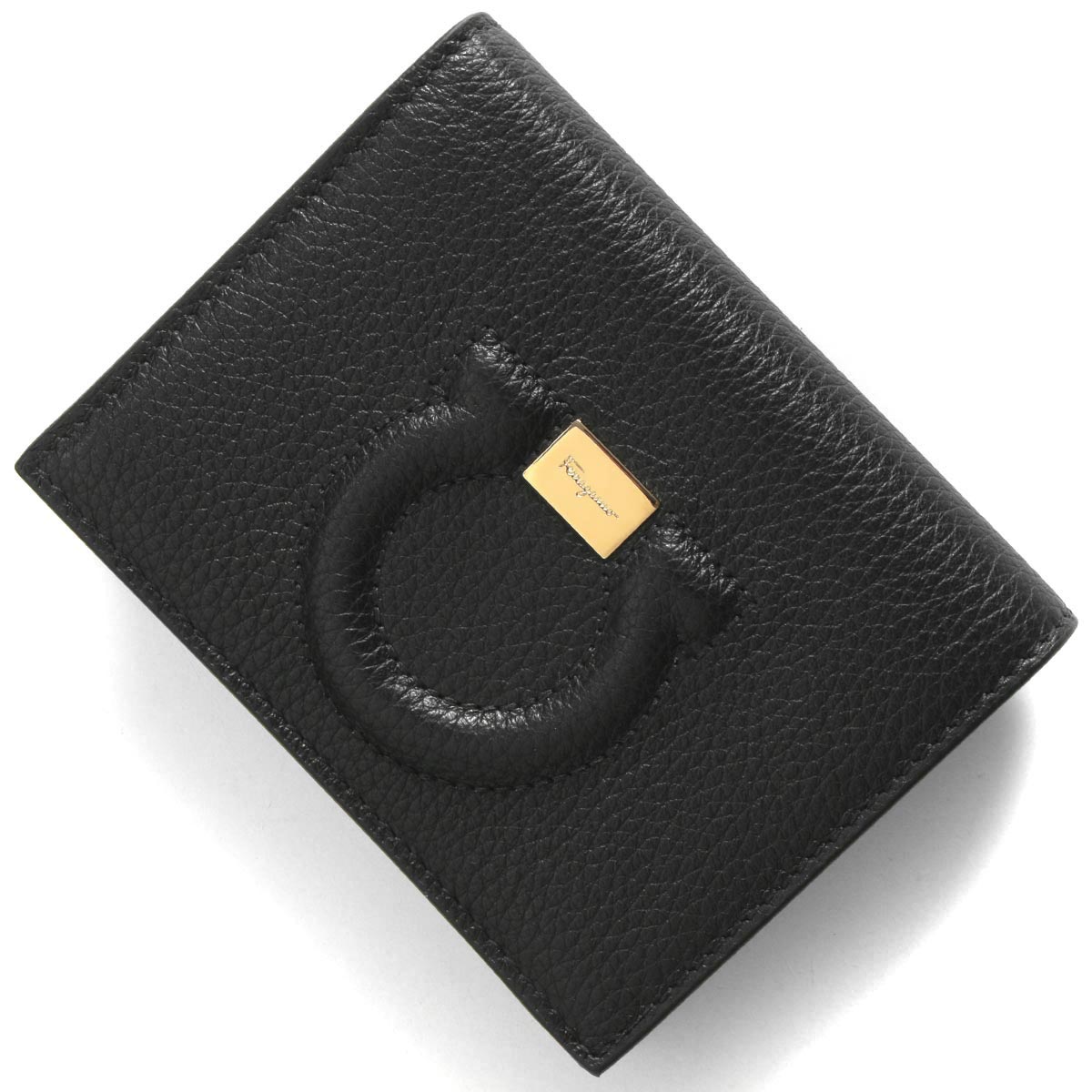 サルヴァトーレフェラガモ ガンチーニ ブラックレザー 二つ折り財布