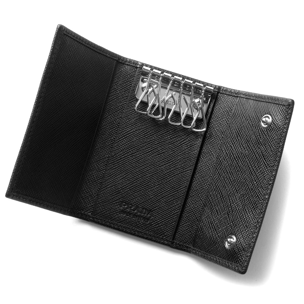 極美品✨現行 プラダ キーケース 6連 三角ロゴ サフィアーノ 黒 【公式