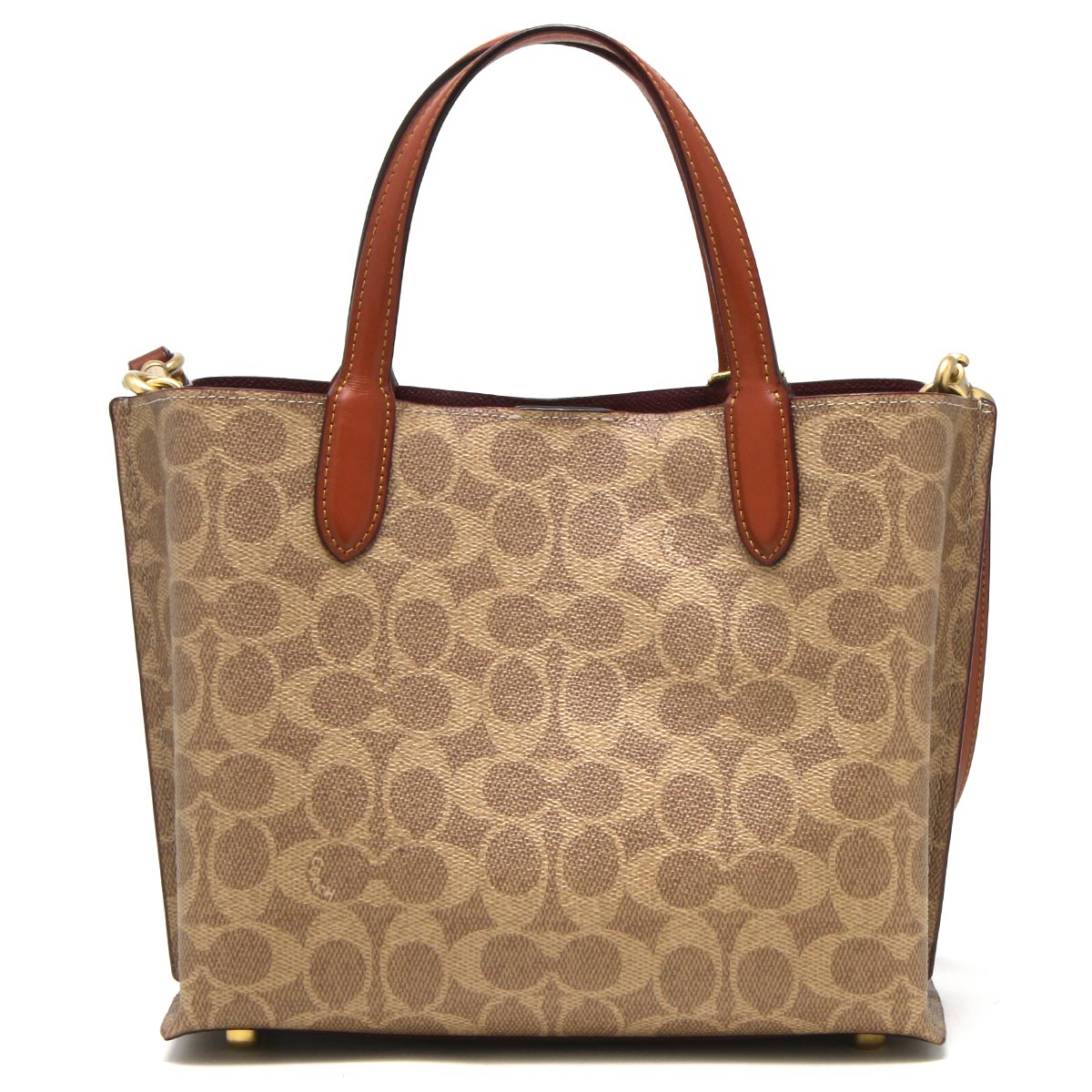 良品 Coach トートバッグ シグネチャー ブラウン PVC レザー 良品