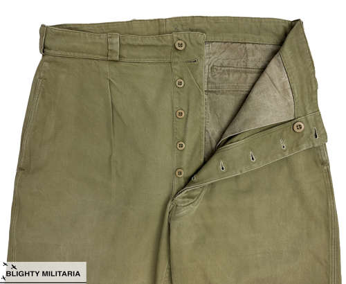 Original 1950s French Army M52 Chino Trousers - Size 34x32