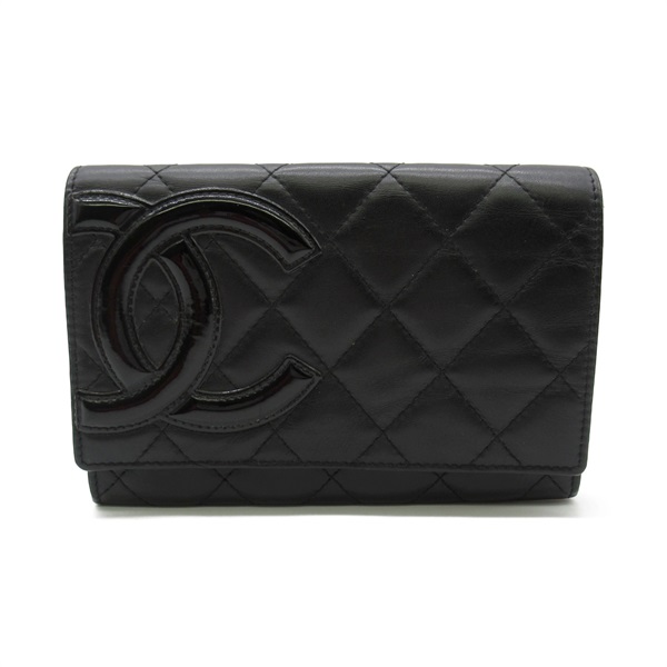 CHANEL カンボンライン二つ折り財布 ブラック