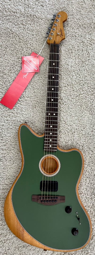 Fender Newporter Player Acoustic ⁄ Electric Guitar - Olive Satin