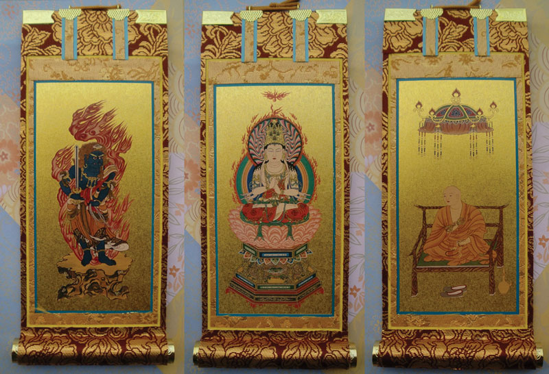 錆金金本紙・真言宗掛軸・3枚セット・60代 - 仏壇仏具の仏縁堂