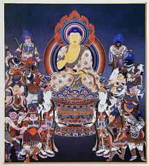 仏画色紙 薬師如来十二神将