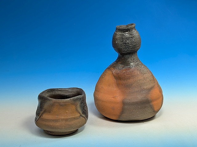 備前窯変酒器揃 作家名：中村 真 文錦堂 | 文錦堂