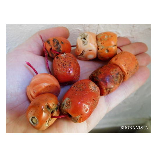 アンティークチベタンコーラル 赤珊瑚 ペア ビーズ アンティーク