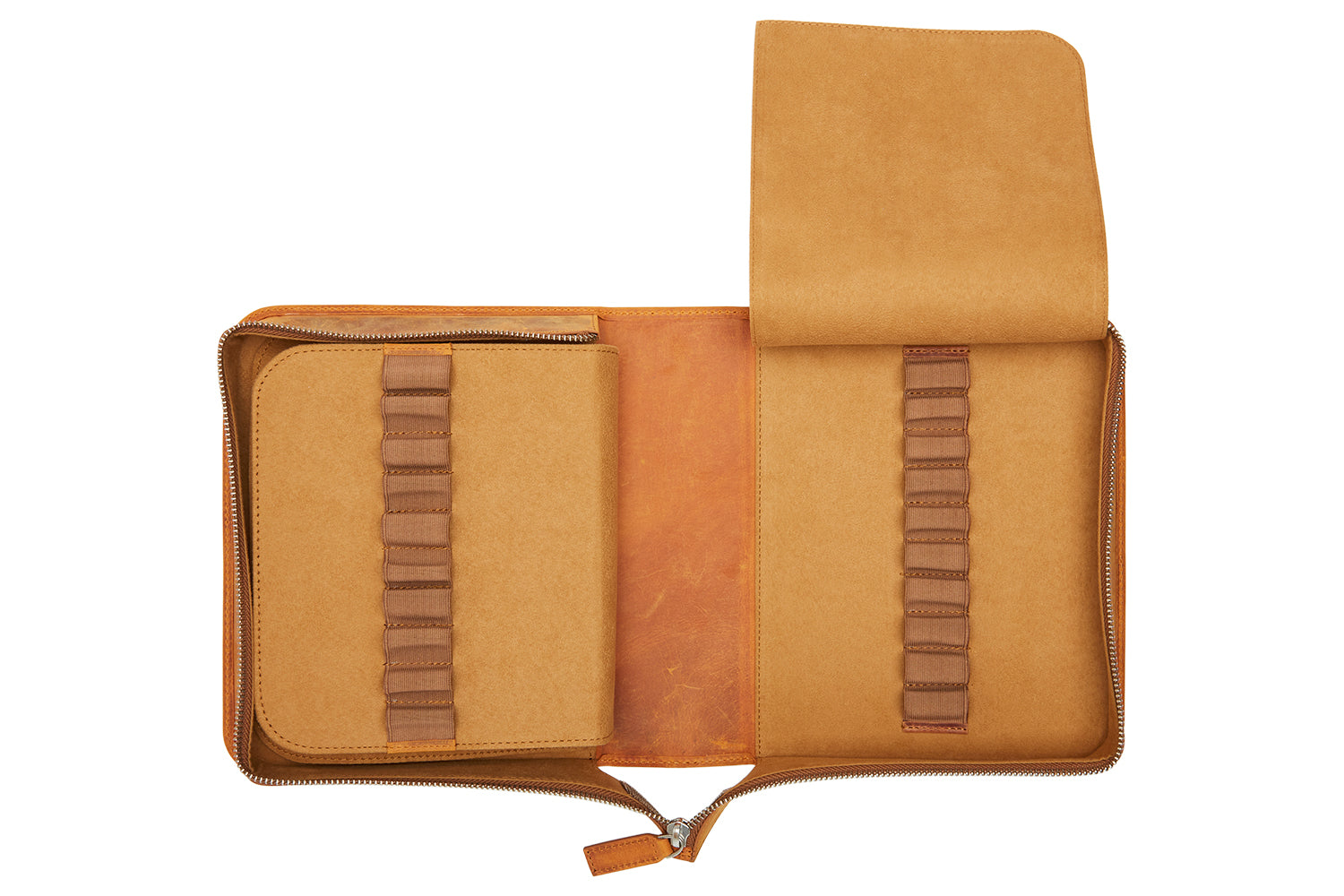 Galen Leather Zippered 40 Slot Pen Case - Crazy Horse Brown - The