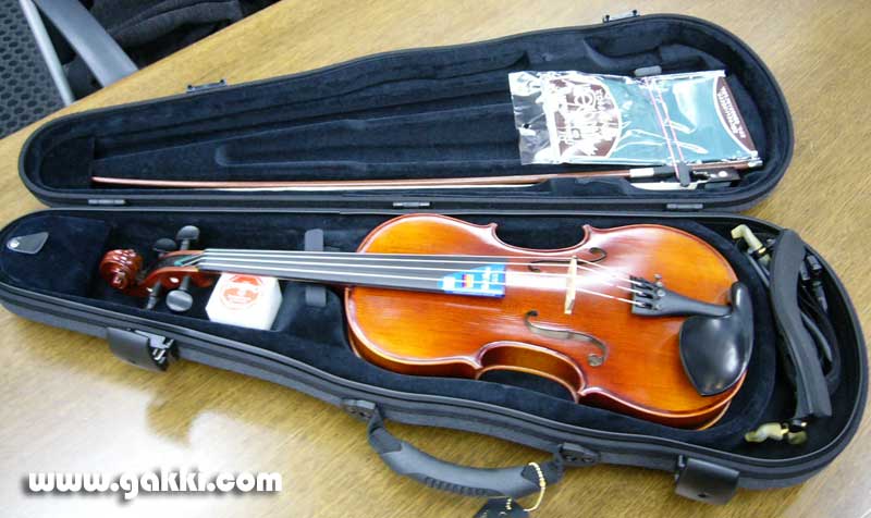 ▽Ed左横1029 カール・ヘフナー バイオリン ケース 弓 肩当 松脂