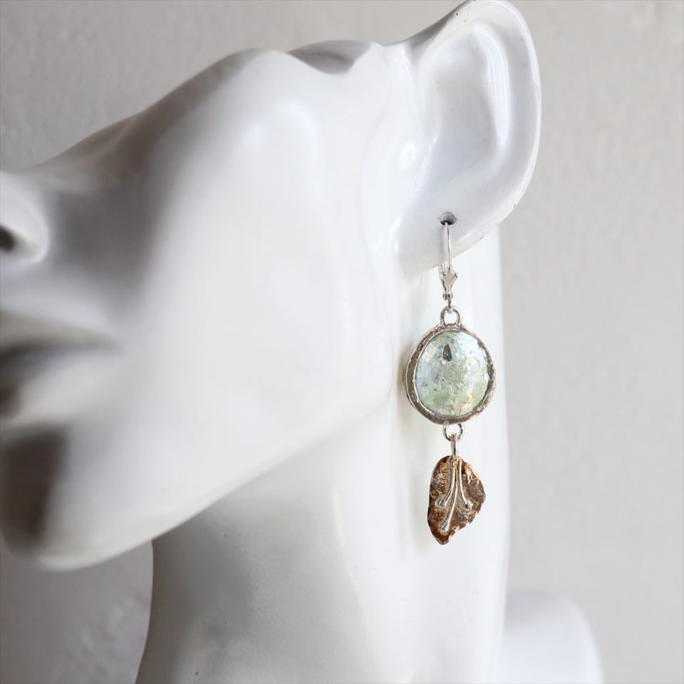 アンティーク 古代 ベネチアンガラス ローマン硝子 古壷 V R7612の通販