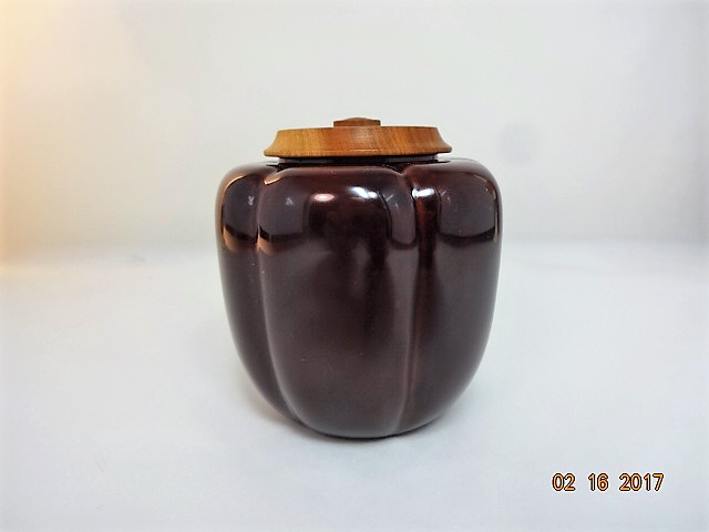 安南 染付 絞手 阿古陀形 茶入 茶道具 合せ箱 安南 染付 絞手 阿古陀形