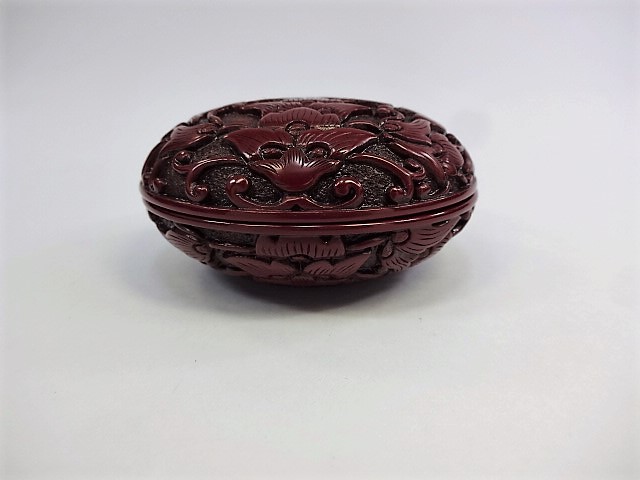 茶道具 工芸品 漆器 村上木彫堆朱 香合 上彫 堆朱宝相華紋香合 高橋