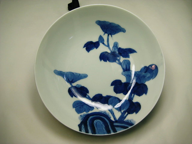 日本美術 本歌 古伊万里 伊万里焼 染付 江戸期 染付地図皿