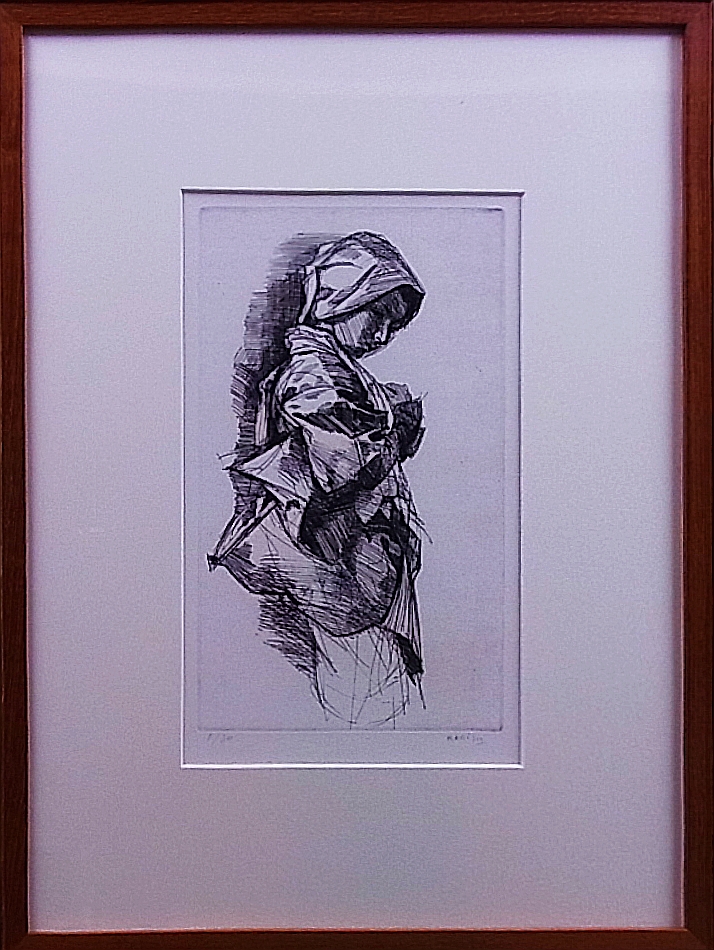 小磯良平『 若い女 』1978制作 /エッチング/ サイン・ed入り/高級額装