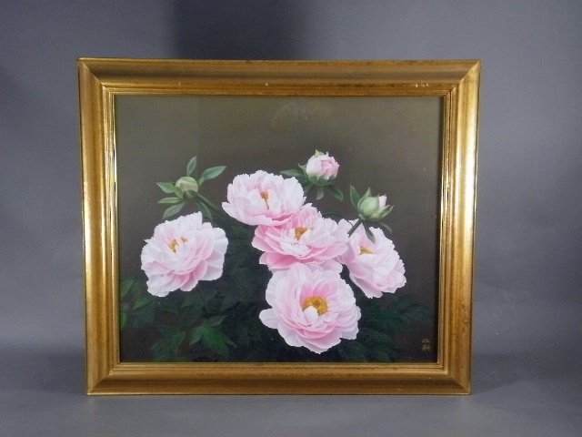 白鶴牡丹」 油彩画 F6号 小林政嗣 白鶴牡丹」 油彩画 F6号 小林政嗣