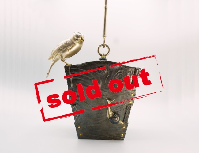 川和暁雲 純銀 朧銀 象嵌 釣瓶花器 | 明治工芸・明治金工の販売専門店