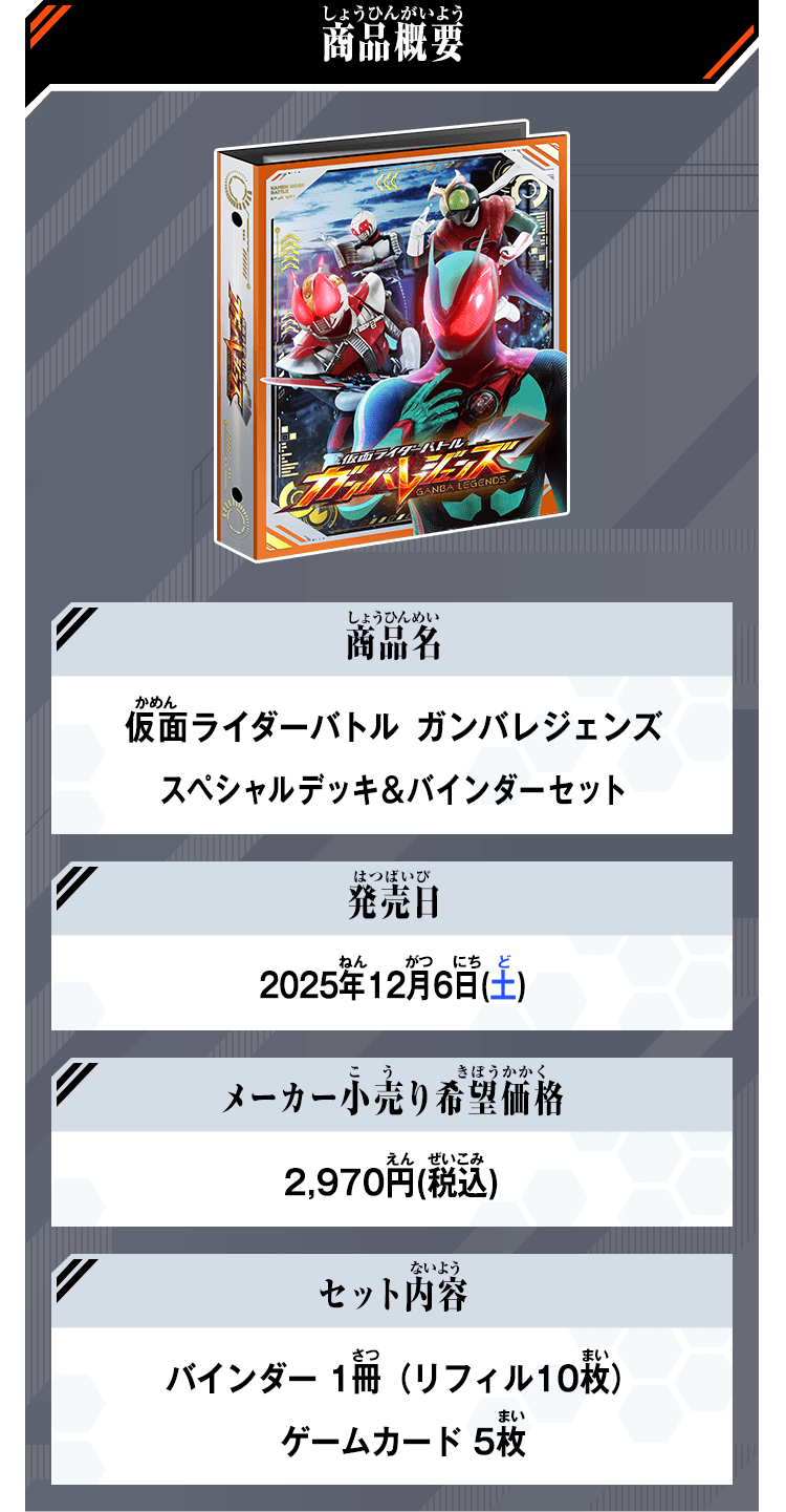 仮面ライダーバトル ガンバレジェンズ スペシャルデッキ&バインダー