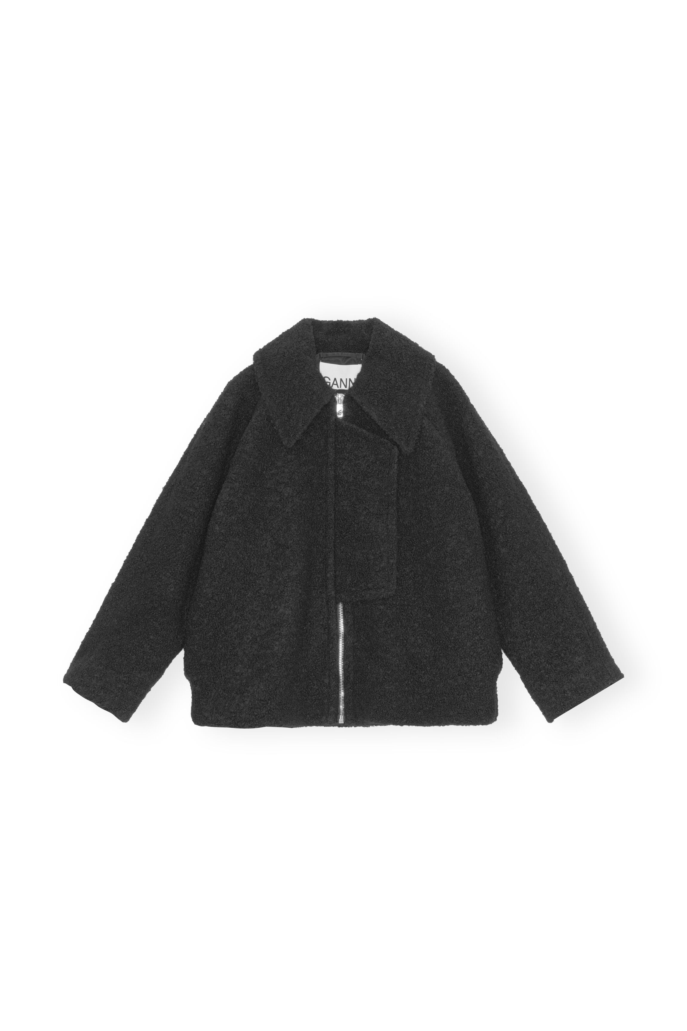 Black Boucle Wool Jacket | GANNI US