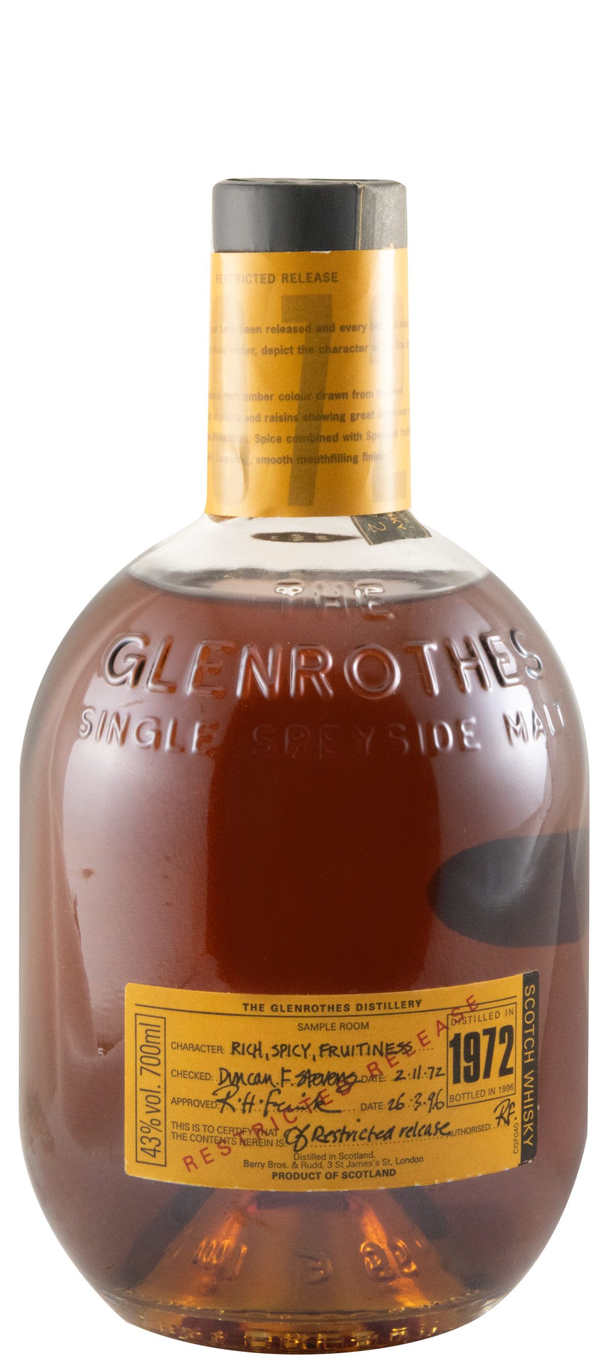 グレンロセス・リストリクテッドリリーズ・1972年（1996年で瓶に詰め）