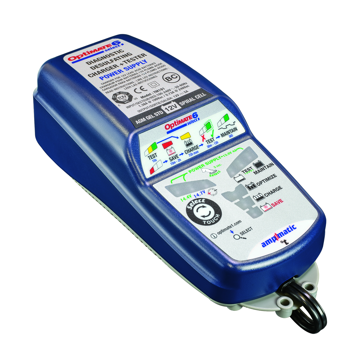 OptiMate 6 Select, 9-step 12V 5A sealed battery saving charger