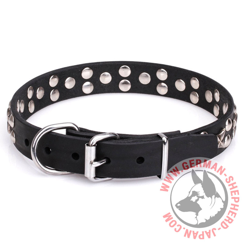 大型犬の首輪 ソフトな革製 かっこいい装飾付き - ¥8,271