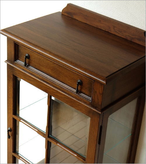 キャビネット ガラス アンティーク クラシック 木製 天然木 ナラ材 扉