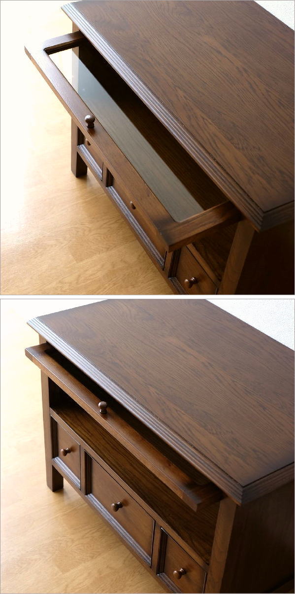 テレビ台 アンティーク 家具 ガラス扉付 木製 無垢材 オークTV