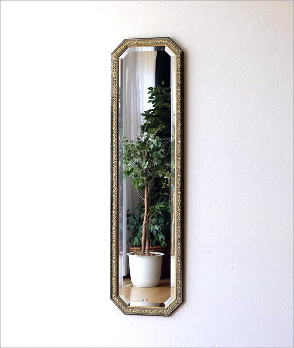 イタリア製 花柄 アンティーク調 レトロ ウォールミラー 壁掛け 鏡