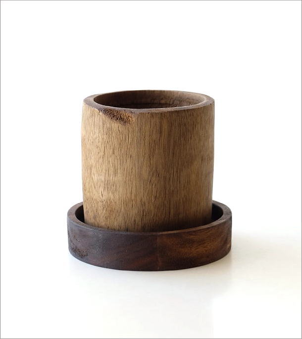 y【ビンテージ】木製火鉢 銅製内部コンパートメント付き y【ビンテージ