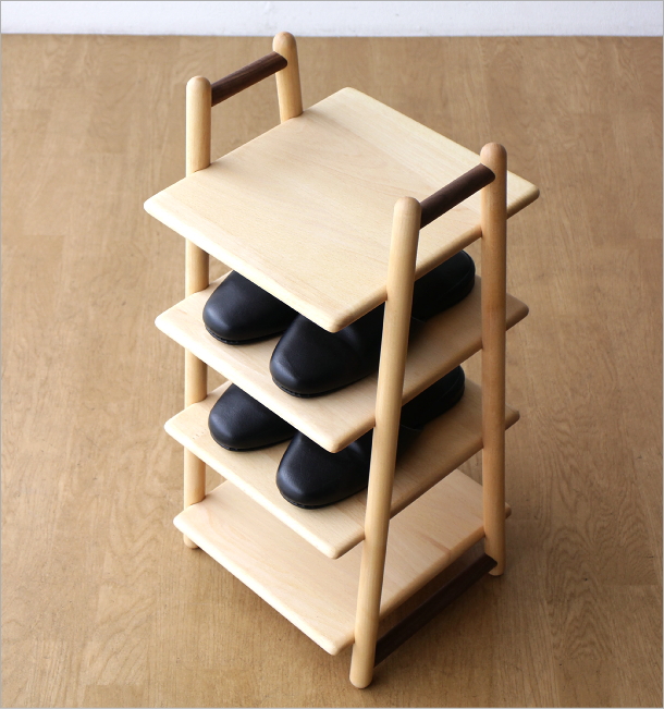 スリッパラック 木製 4足 天然木 ブナ材 スリッパ棚 棚式 ナチュラル