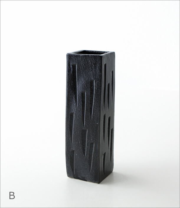 花瓶 花器 陶器 おしゃれ 和風 モダン 四角 スクエア フラワーベース