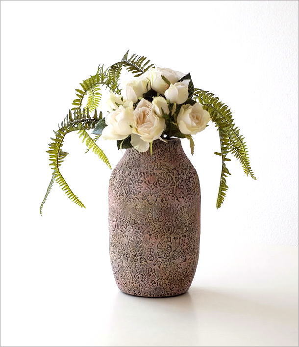 陶器の丸い花瓶 ダークブラウン ダークブラウン 陶器 花瓶 球形 陶器の