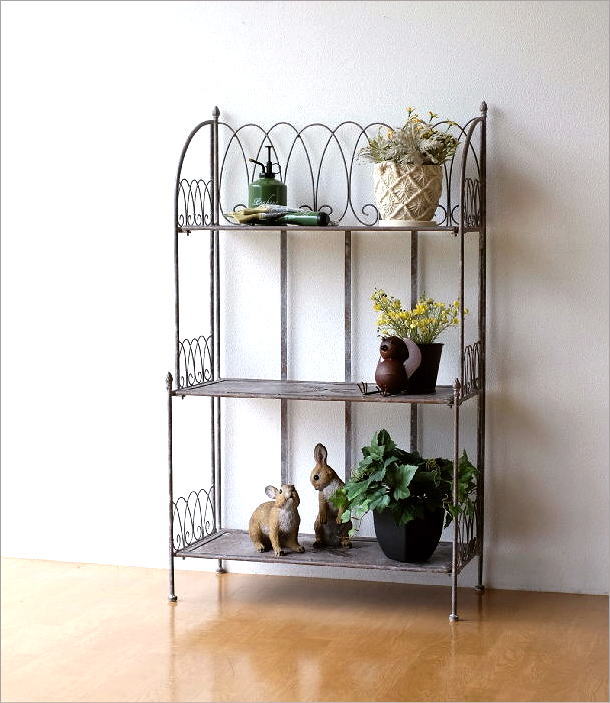 ラック 3段 棚 シェルフ おしゃれ アイアン 飾り棚 折りたたみ