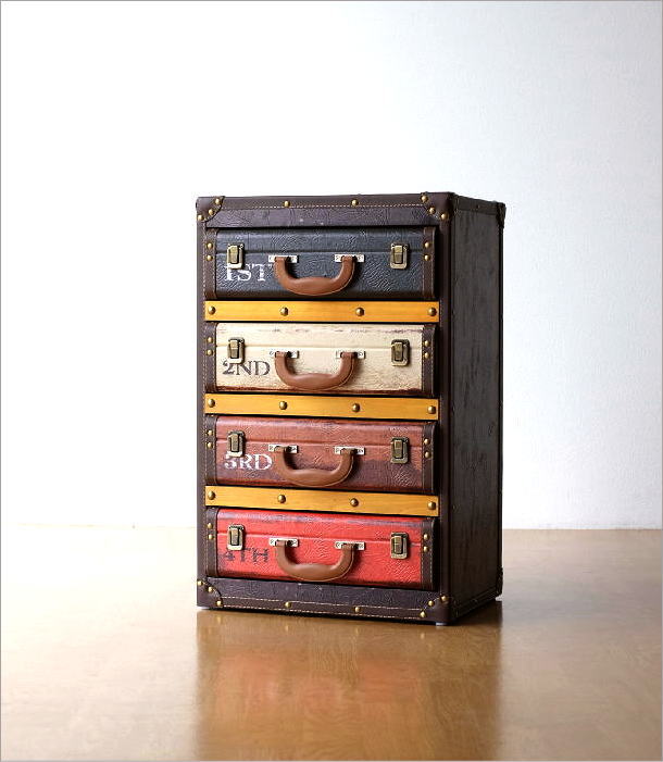 カラフルな木製チェスト 4段引き出し