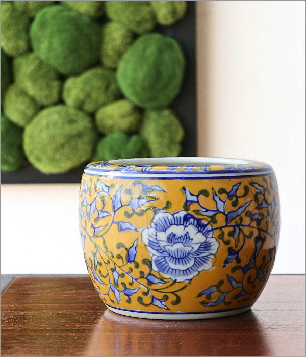 火鉢 陶器 大型 昭和レトロ アンティーク 古民具 金魚鉢 特大 睡蓮鉢