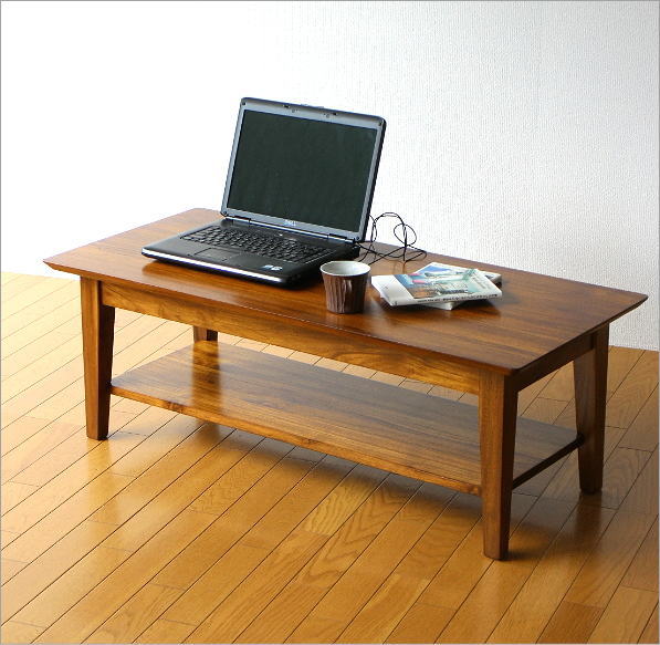 センターテーブル チーク 無垢材 天然木 幅110 奥行50 チークリビング