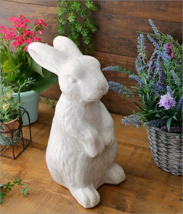 うさぎ ウサギ 置物 オブジェ 陶器 おしゃれ かわいい ガーデン 庭