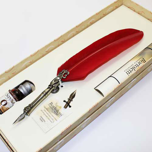ボルトレッティ メタルデコレーション 羽ペンセット レッド / Giovanni