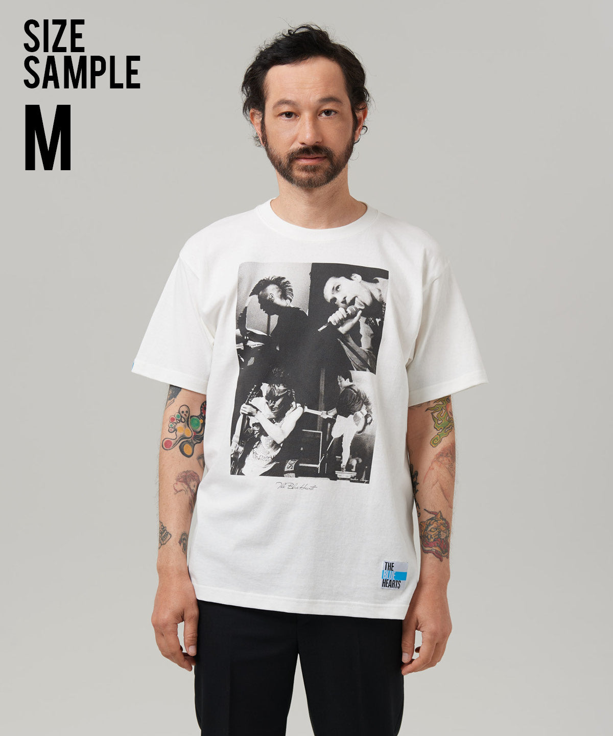 GB0325/BH03: THE BLUE HEARTS Gold Print T-Shirt / The Blue Hearts