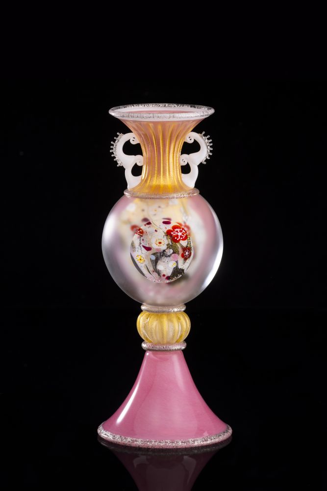 花器 金・プラチナ象嵌 「夢光琳ロマン」 | グラスアート黒木